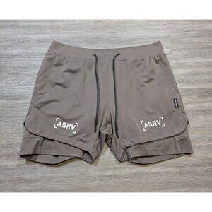 ASRV DSG-0222 Men's Medium Lined Performance Shorts Brown Drawstring Athletic